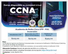 Inscripciones Abiertas Certificación Cisco CCNA versión 7.0
