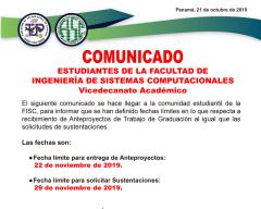 Comunicado sobre Anteproyectos de Trabajo de Graduación