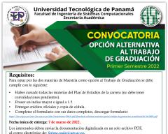 Convocatoria Opción Alternativa al Trabajo de Graduación Primer Semestre 2022
