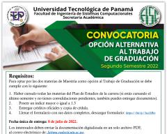 Convocatoria para optar por las dos materias de Maestría como opción al Trabajo de Graduación